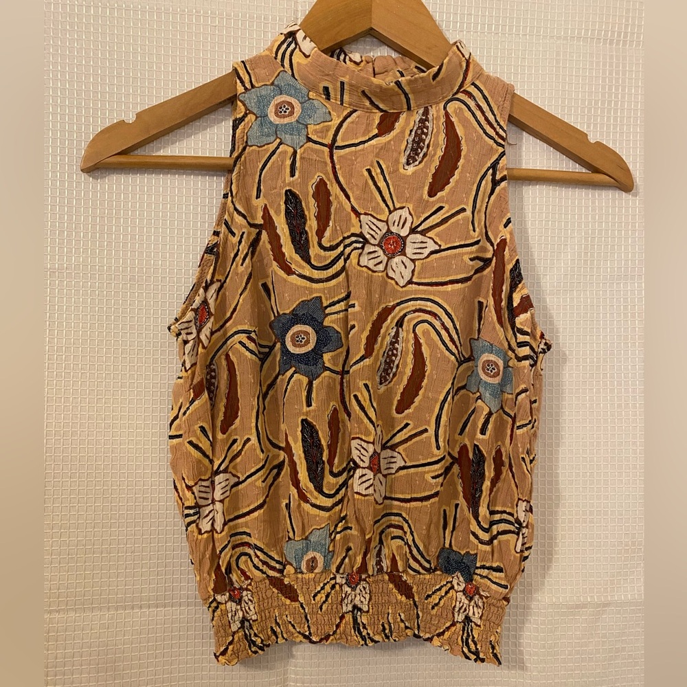 Christian Siriano Floral Sleeveless Blouse
